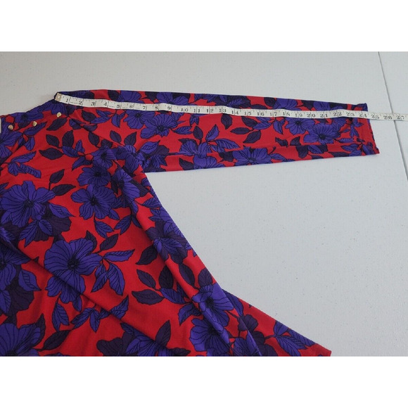 Liz Claiborne Purple Red Floral Print Long Sleeve Casual Top Women's Size XXL - Picture 6 of 9